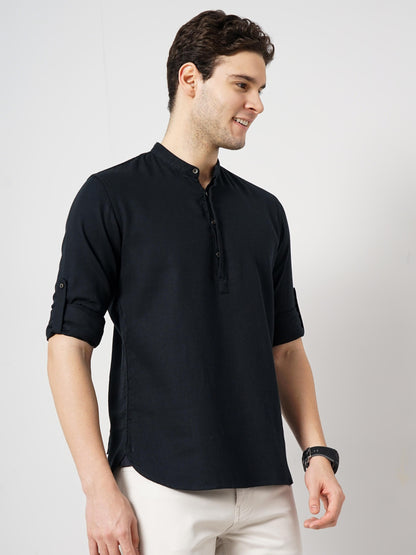 Black Solid Cotton Shirt