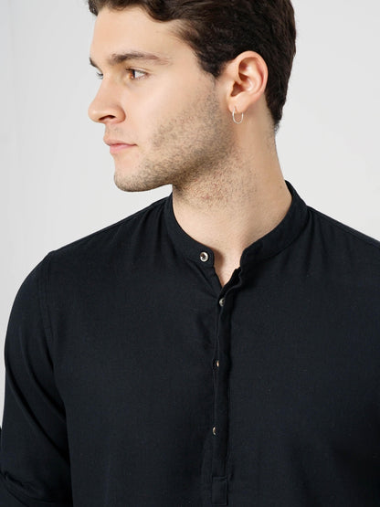 Black Solid Cotton Shirt