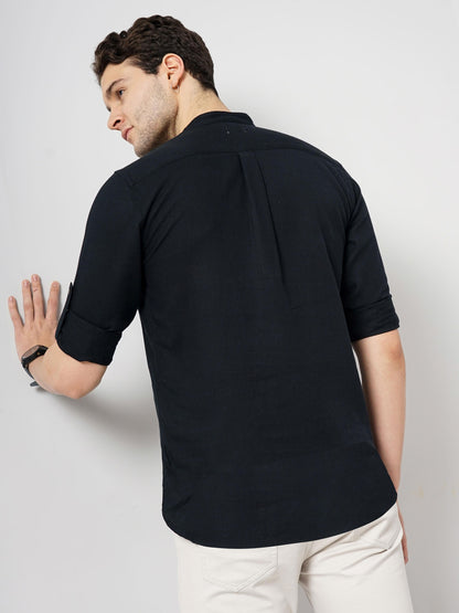 Black Solid Cotton Shirt