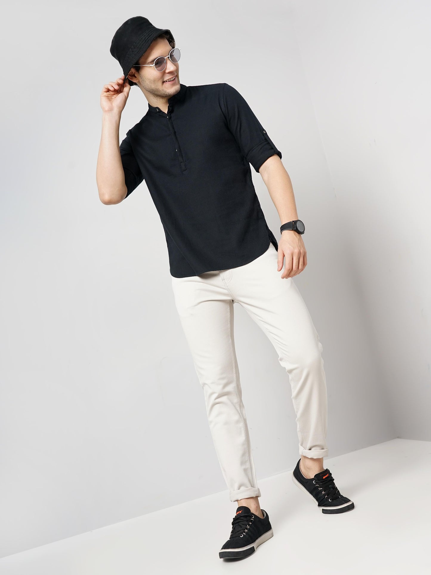 Black Solid Cotton Shirt