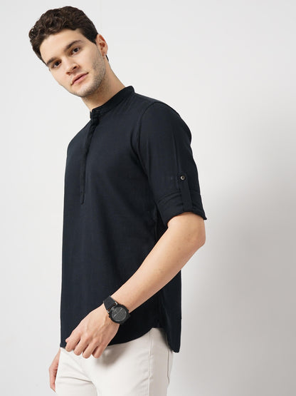 Black Solid Cotton Shirt