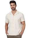 Celio* Solid Regular Fit Cotton Beige Shirt
