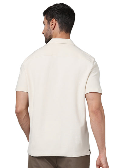 Beige Solid Cotton Shirt