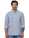 Celio* Striped Regular Fit Formal Blue Shirt
