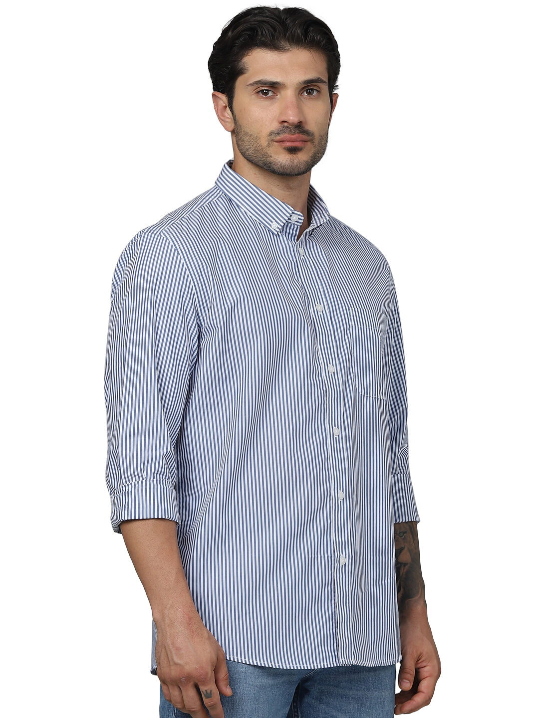 Blue Striped Cotton Shirt