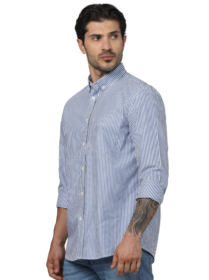 Blue Striped Cotton Shirt