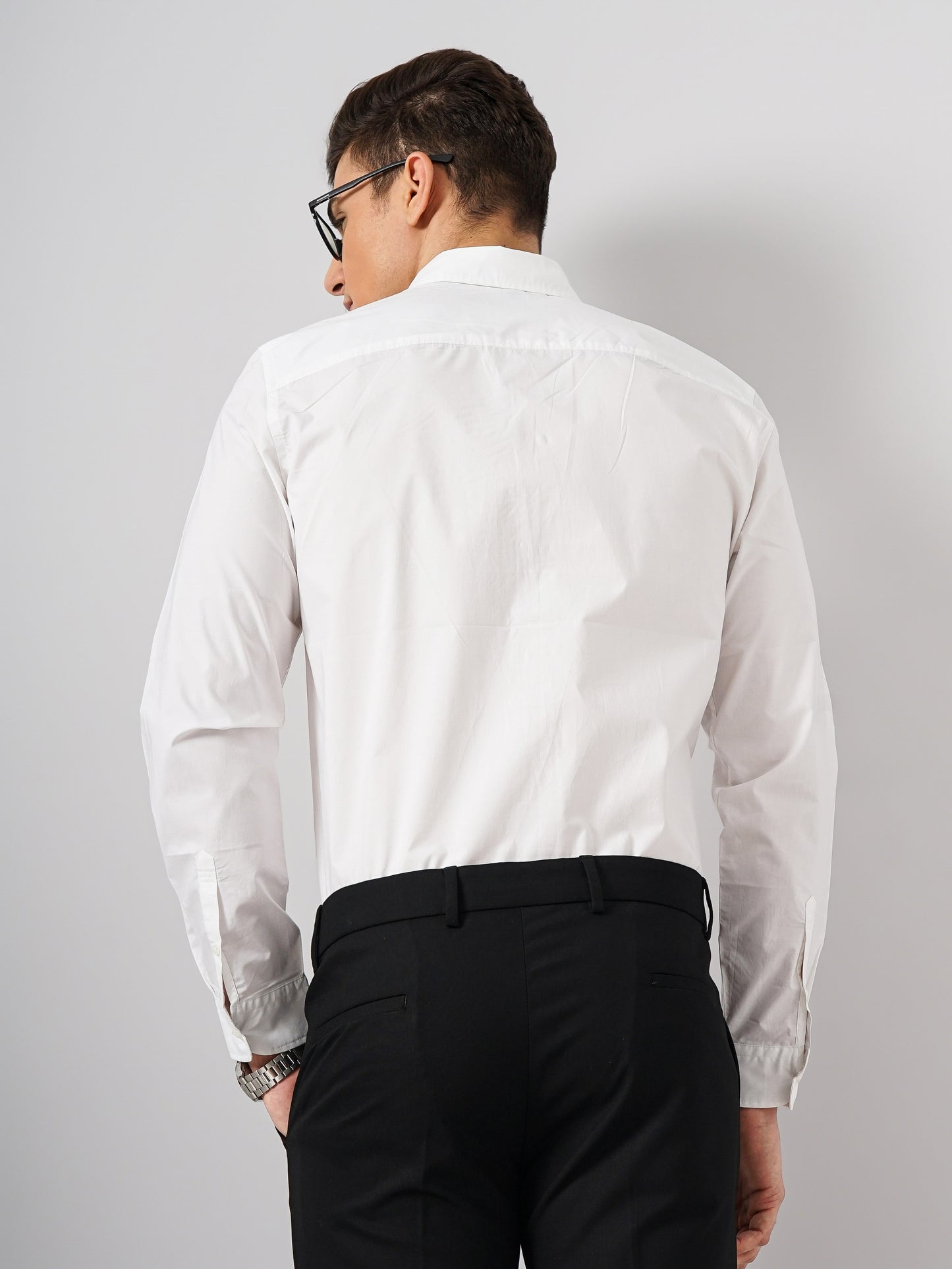 White Solid Cotton Shirt