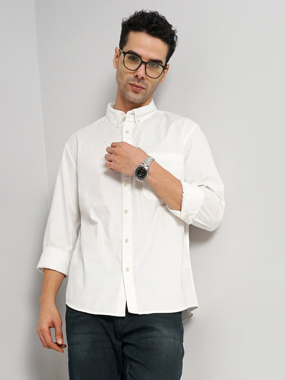 White Solid Cotton Shirt