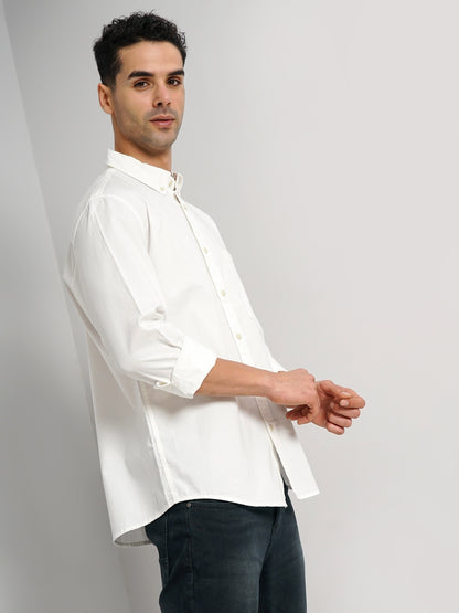 White Solid Cotton Shirt