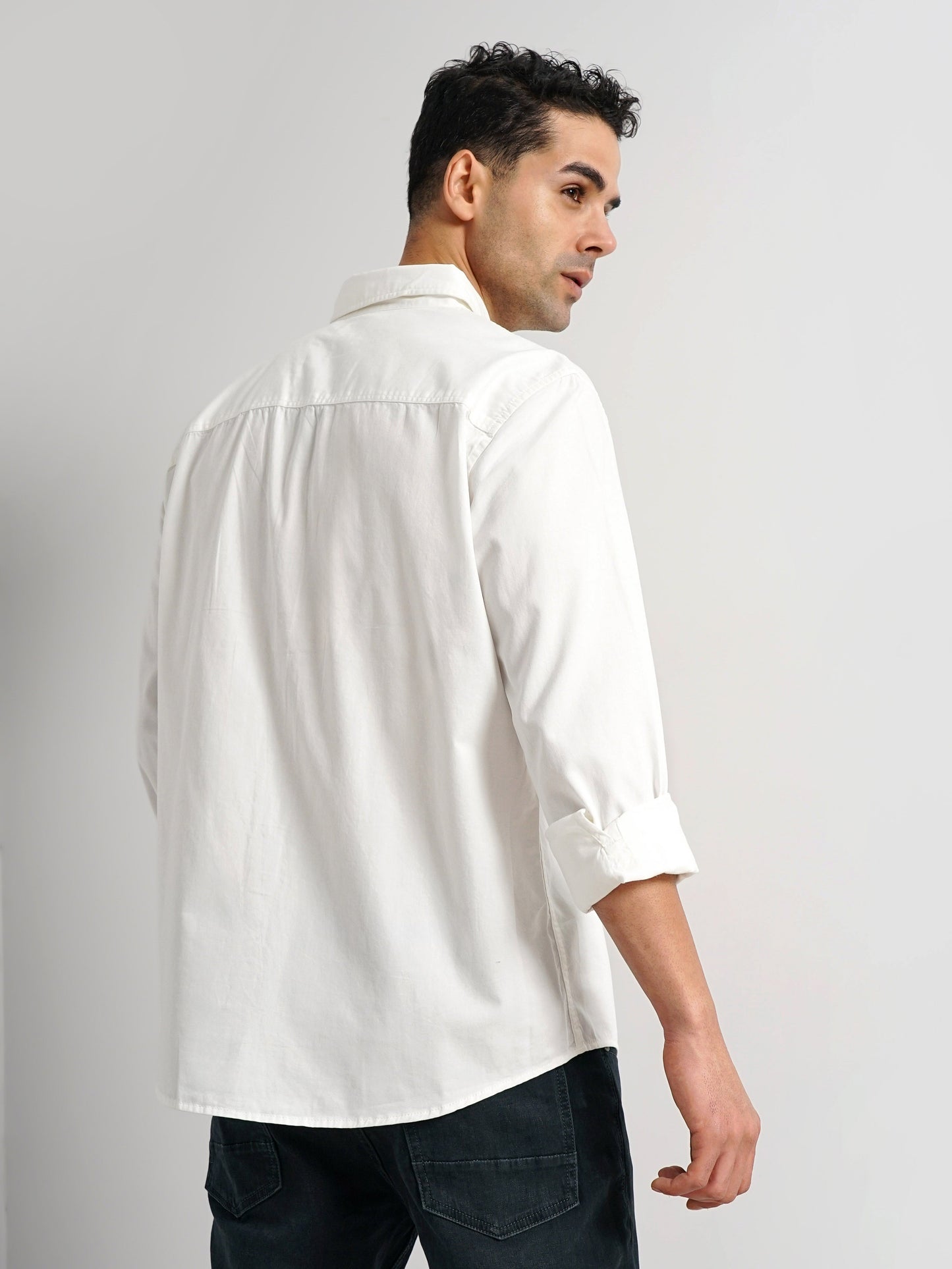 White Solid Cotton Shirt