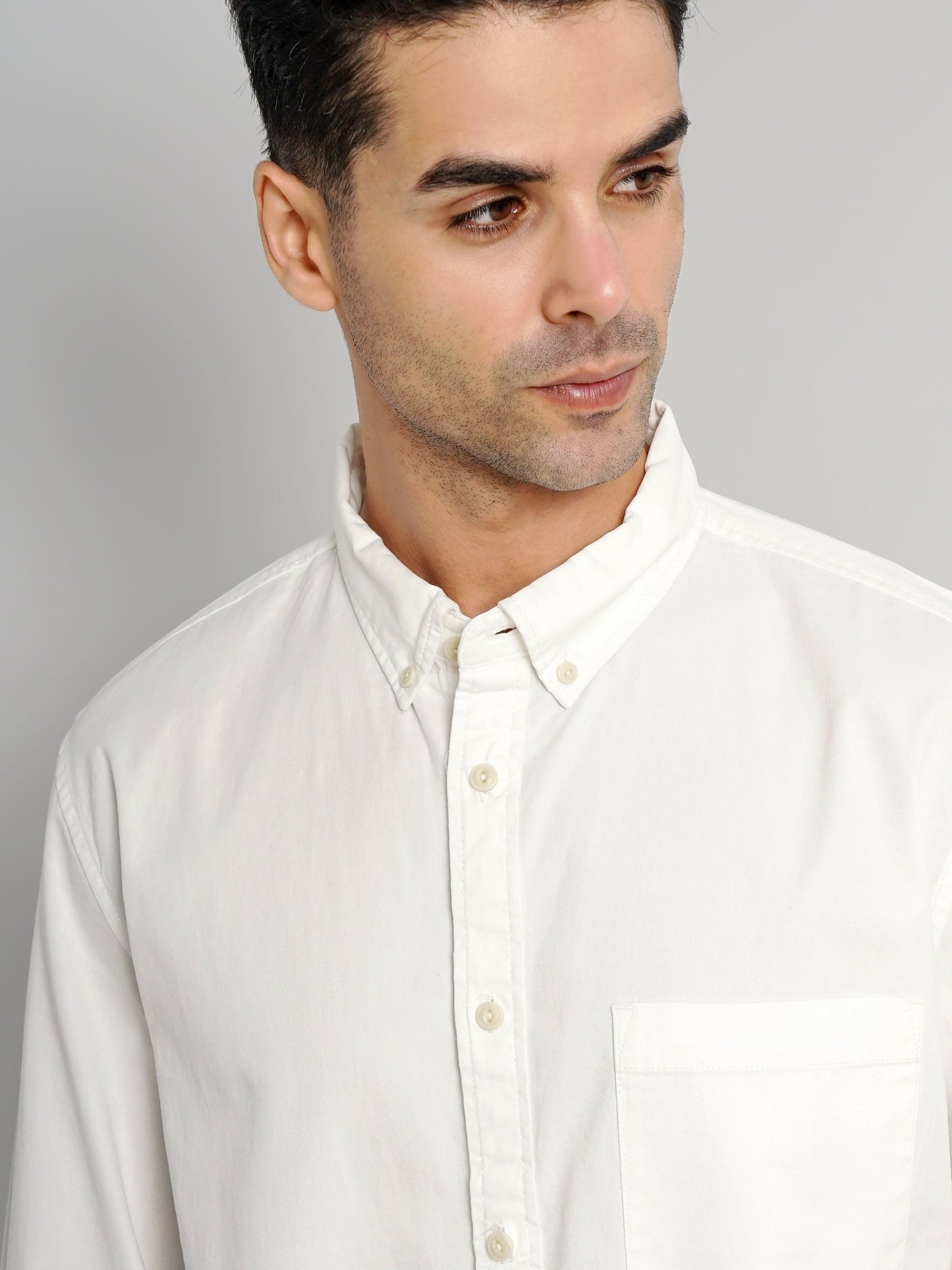 White Solid Cotton Shirt