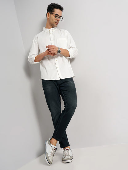 White Solid Cotton Shirt