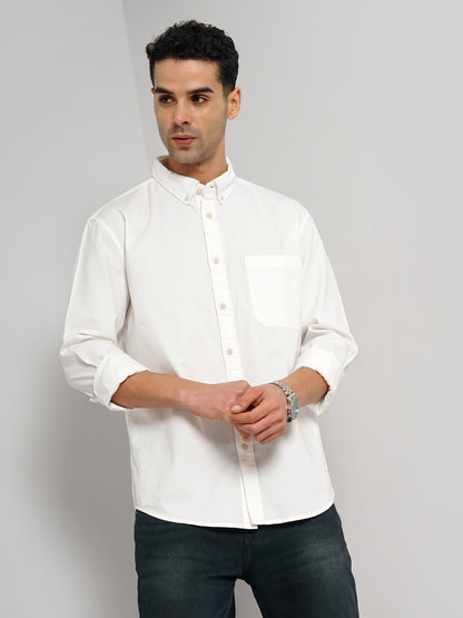 White Solid Cotton Shirt