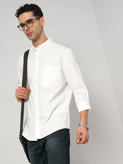 White Solid Cotton Shirt