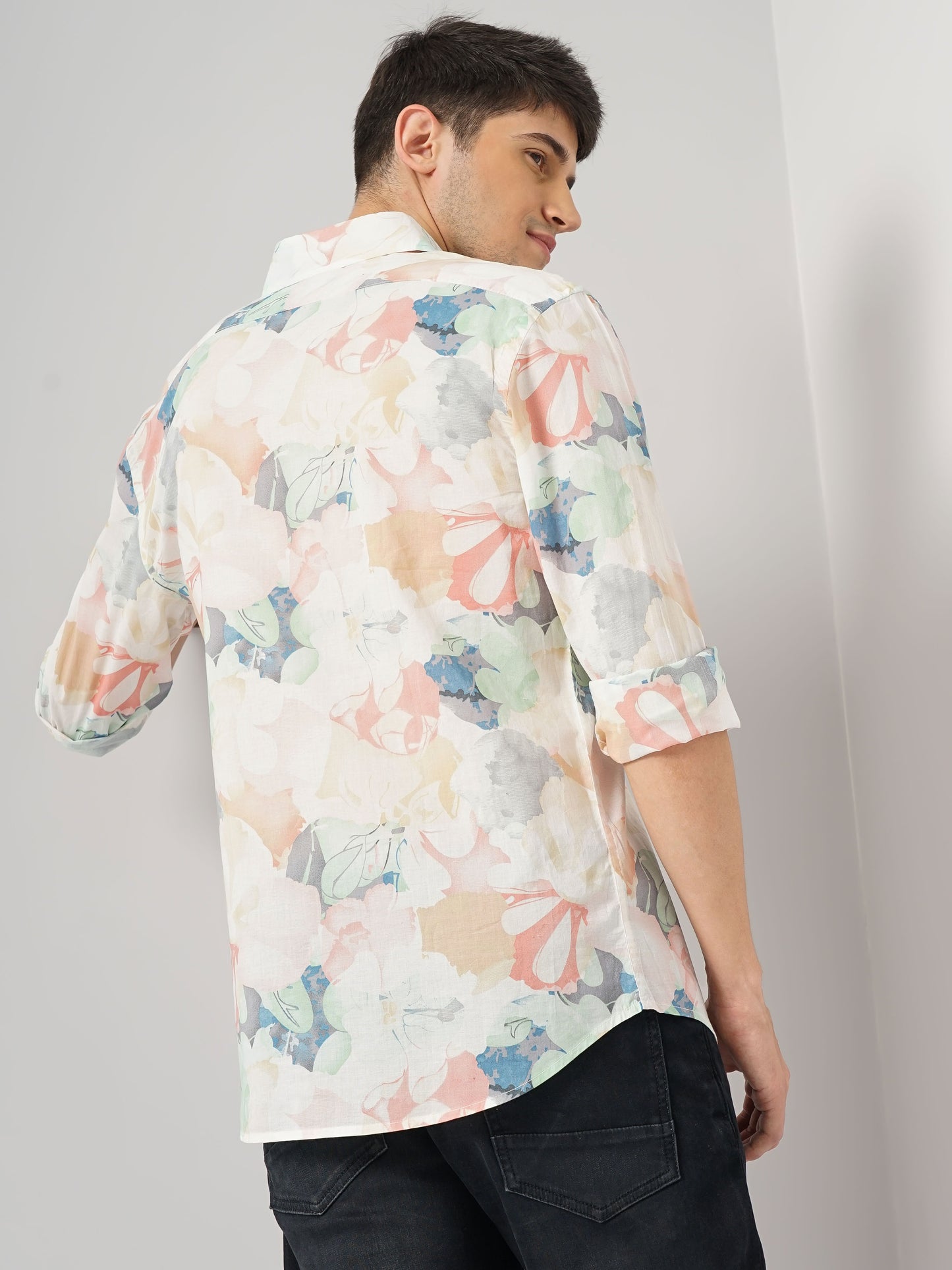 Peach Printed Cotton Shirt