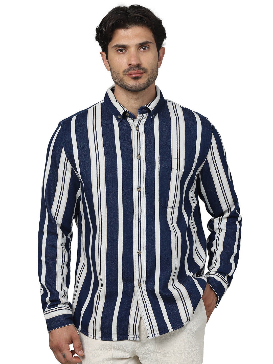 Blue Striped Cotton Shirt