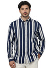 Celio* Striped Regular Fit Cotton Blue Shirt