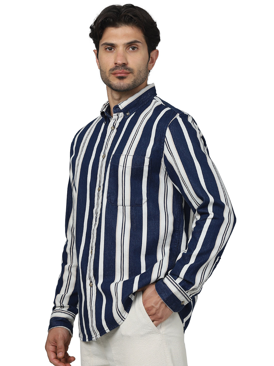 Blue Striped Cotton Shirt