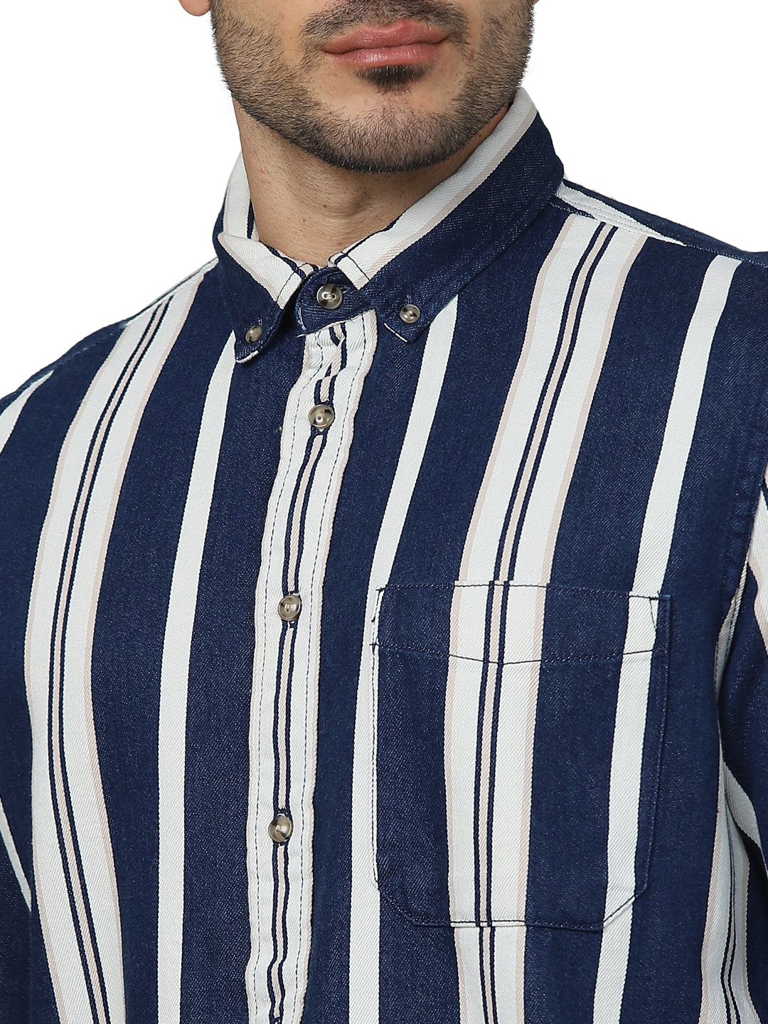 Blue Striped Cotton Shirt