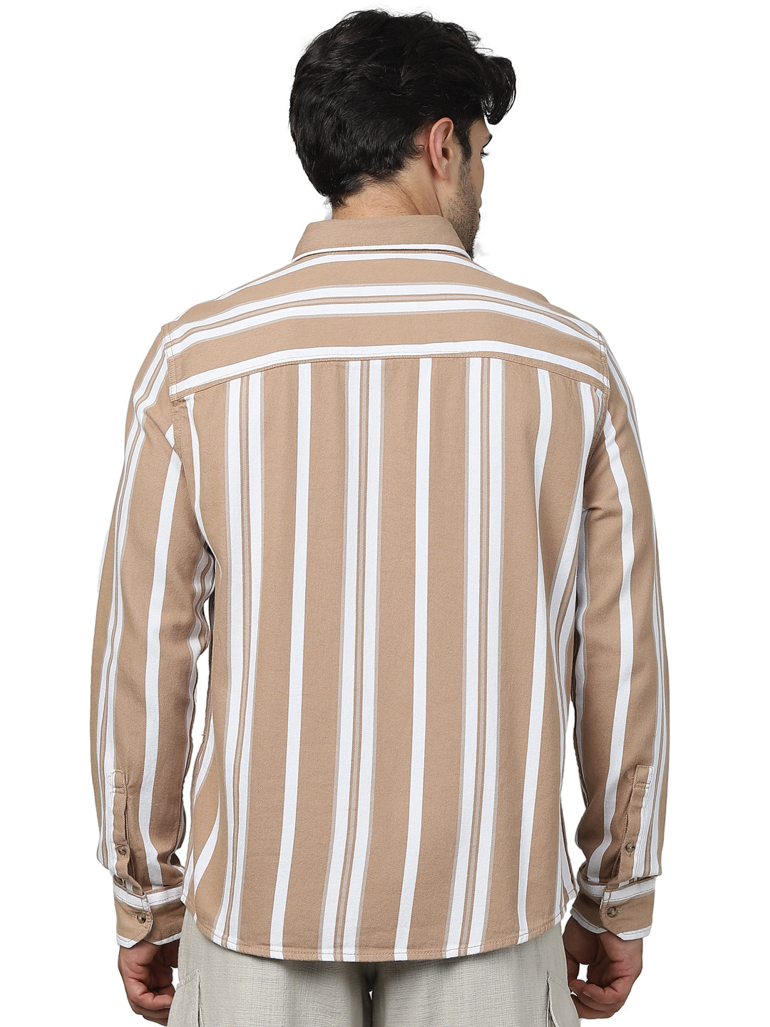 Brown Striped Cotton Shirt