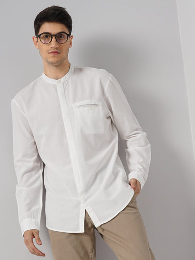 Celio* Solid Regular Fit Cotton White Shirt