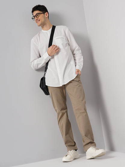 White Solid Cotton Shirt