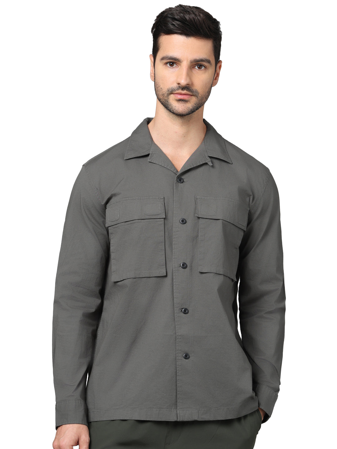 Green Solid Cotton Shirt