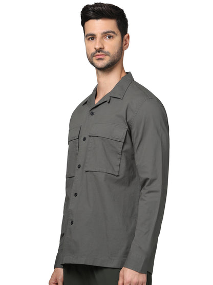 Green Solid Cotton Shirt