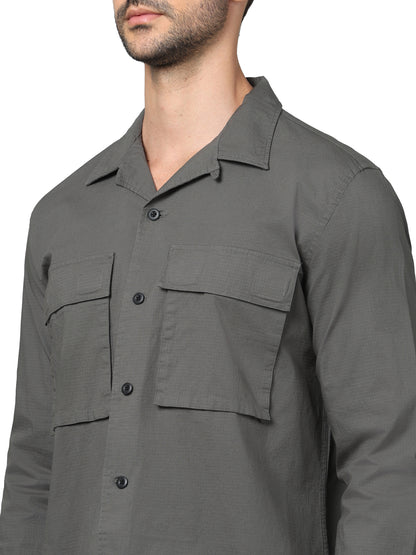 Green Solid Cotton Shirt