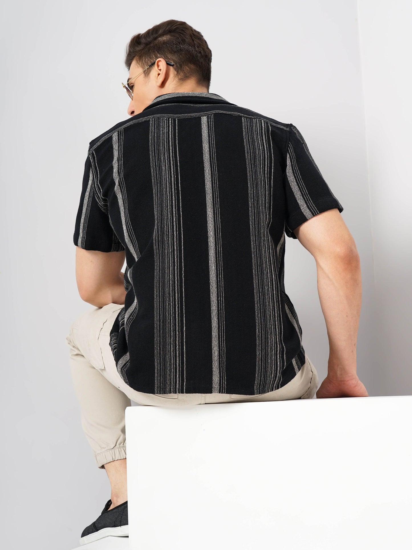 Black Striped Cotton Shirt