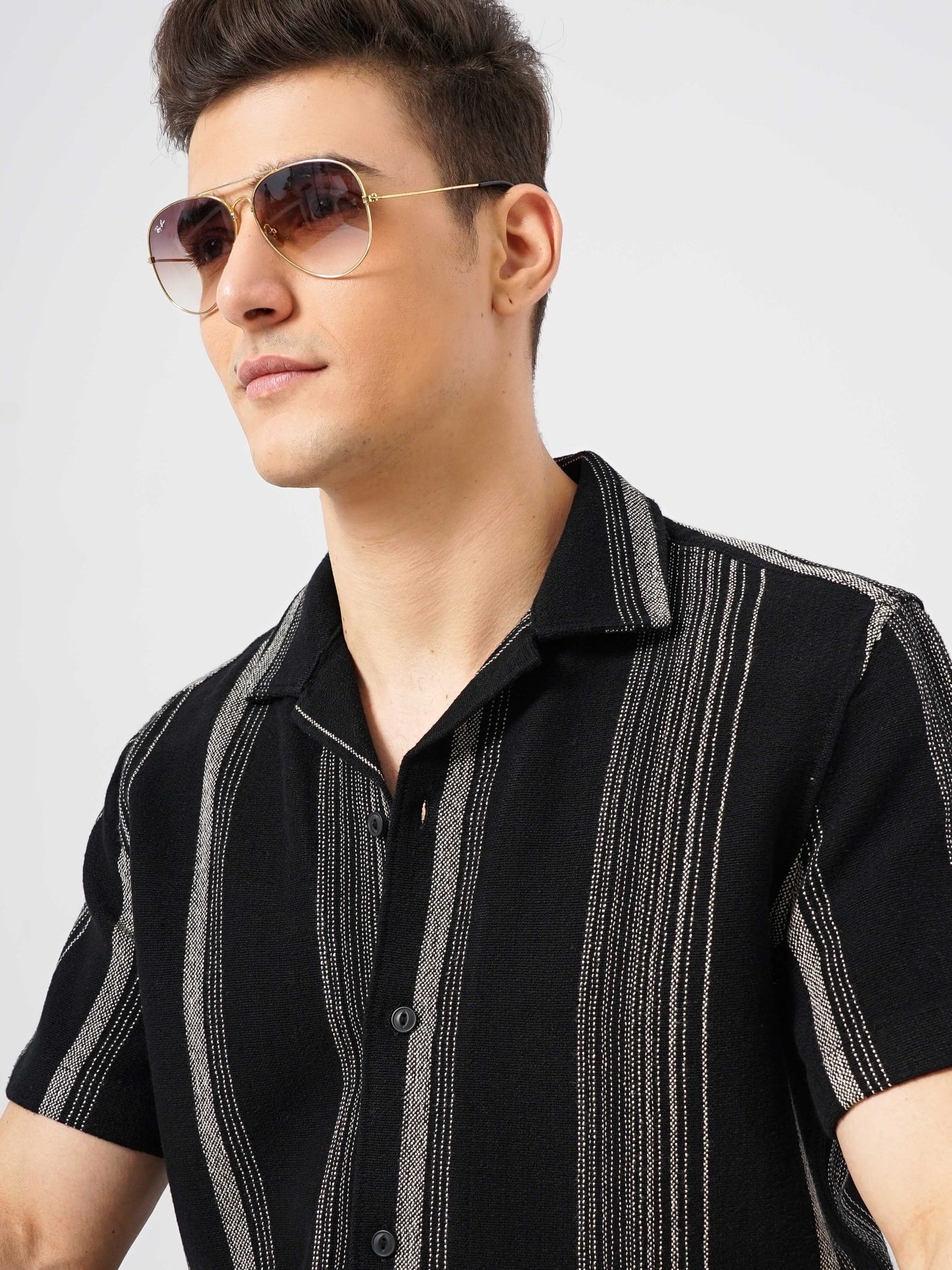 Black Striped Cotton Shirt