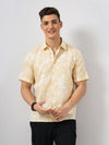 Celio* Printed Regular Fit Linen Beige Shirt