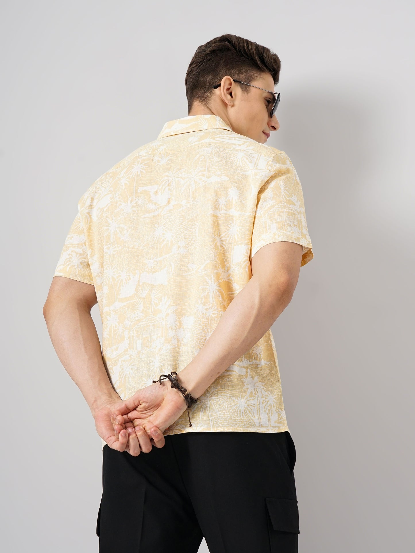 Beige Printed Linen Shirt