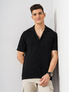 Celio* Solid Regular Fit Linen Black Shirt