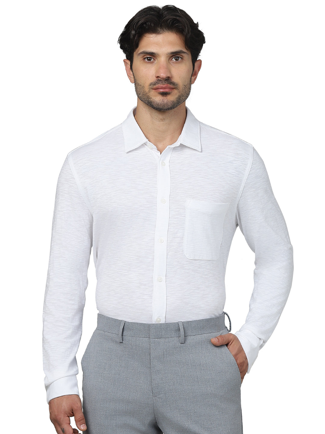 White Solid Cotton Shirt