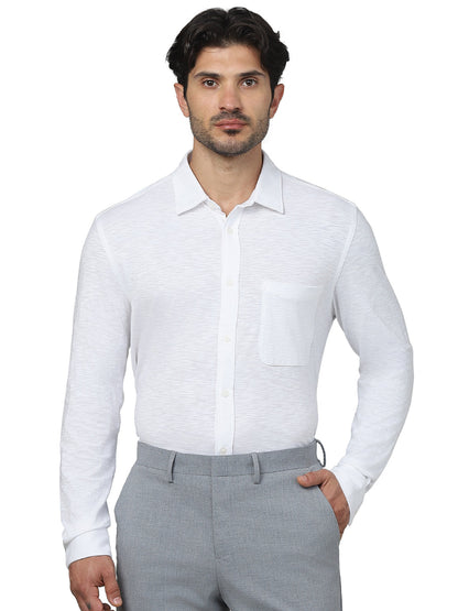 White Solid Cotton Formal Shirt