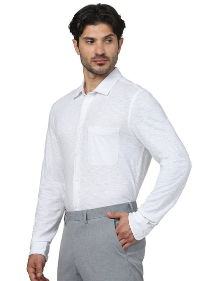 White Solid Cotton Formal Shirt