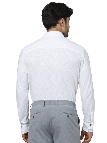 White Solid Cotton Formal Shirt