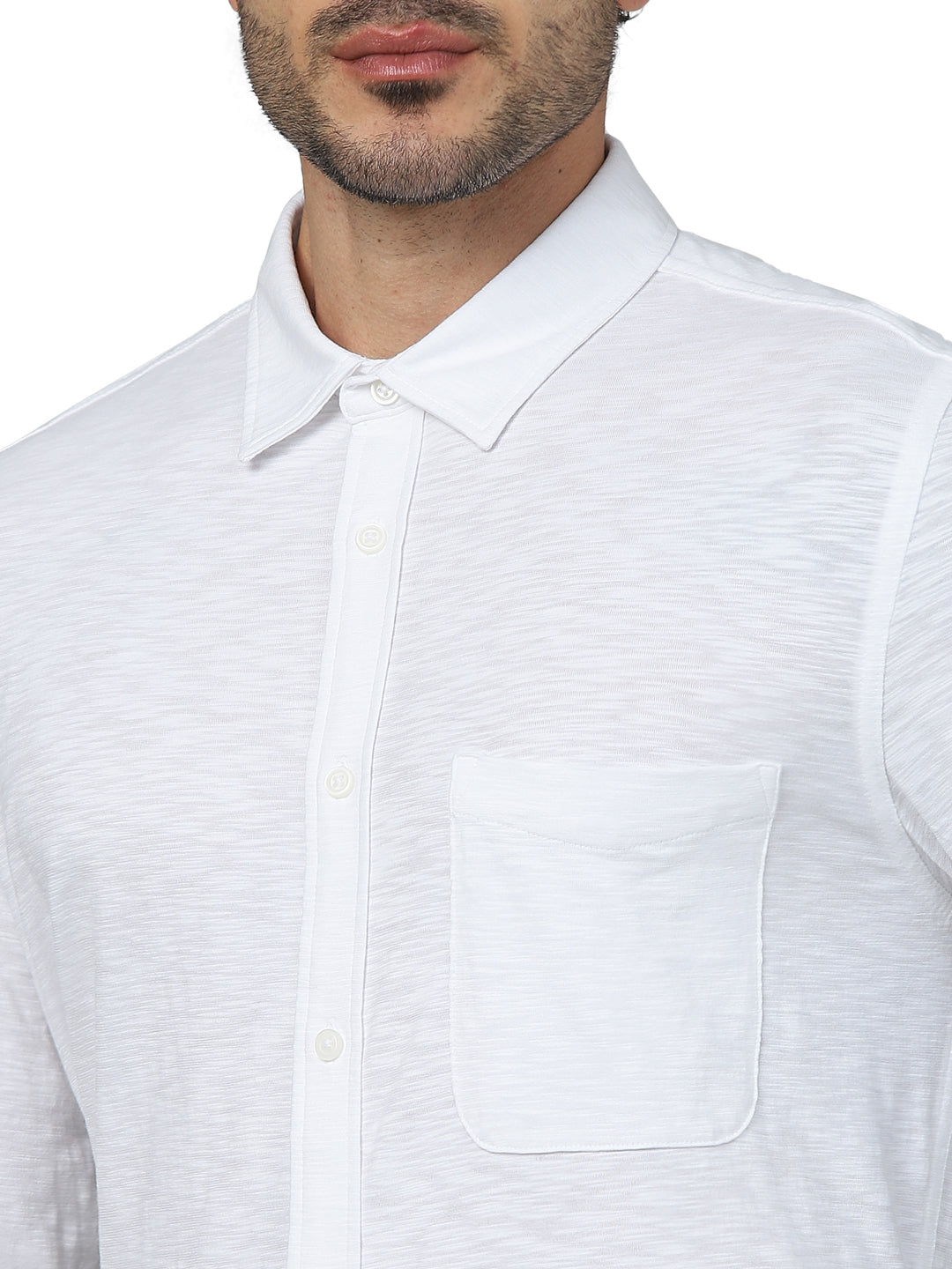 White Solid Cotton Formal Shirt