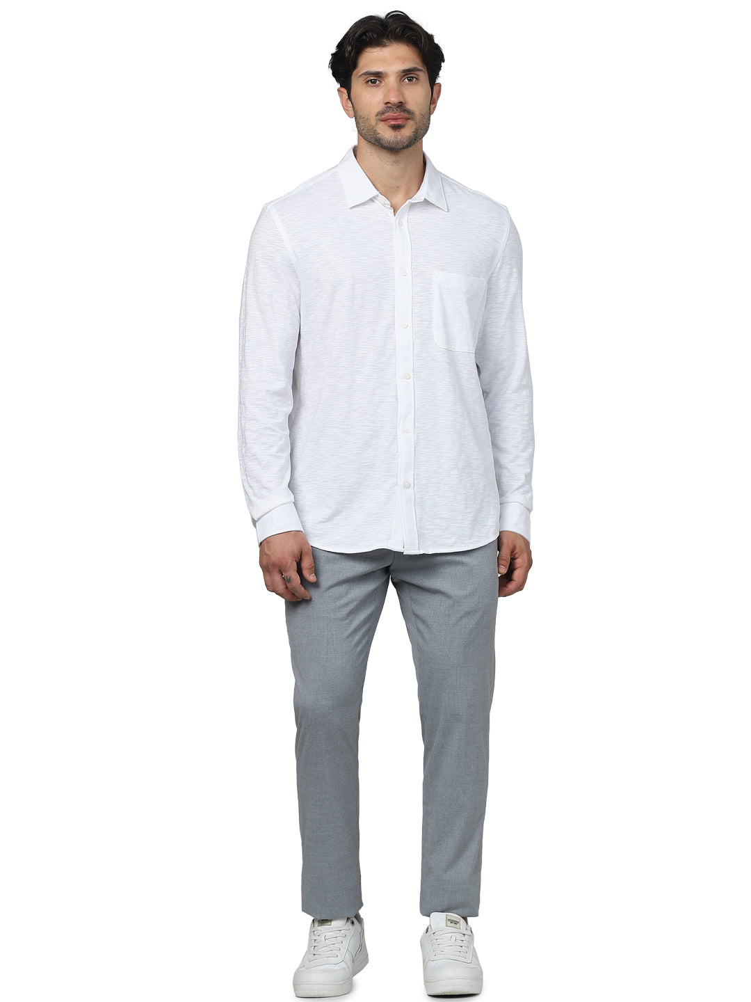 White Solid Cotton Formal Shirt