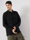 Celio* Solid Regular Fit Polyester Black Shirt