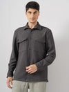 Celio* Solid Regular Fit Polyester Grey Shirt