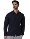 Celio* Solid Oversized Cotton Navy Blue Shirt