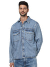 Celio* Solid Oversized Cotton Blue Shirt