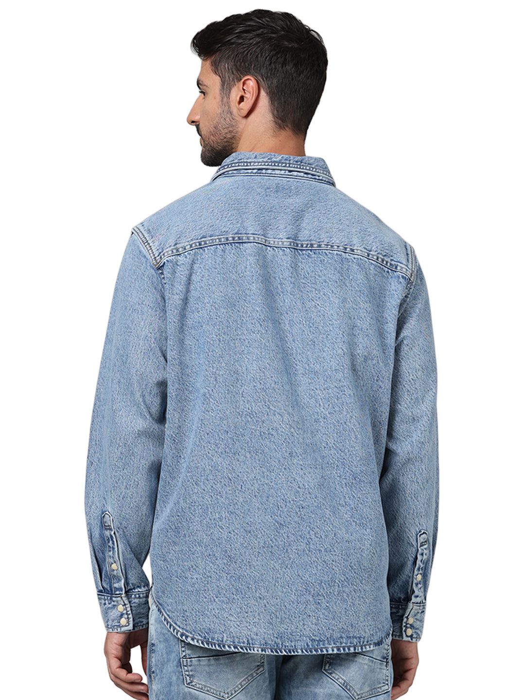 Blue Solid Cotton Shirt