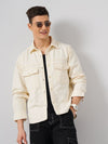 Celio* Solid Oversized Cotton Off White Shirt