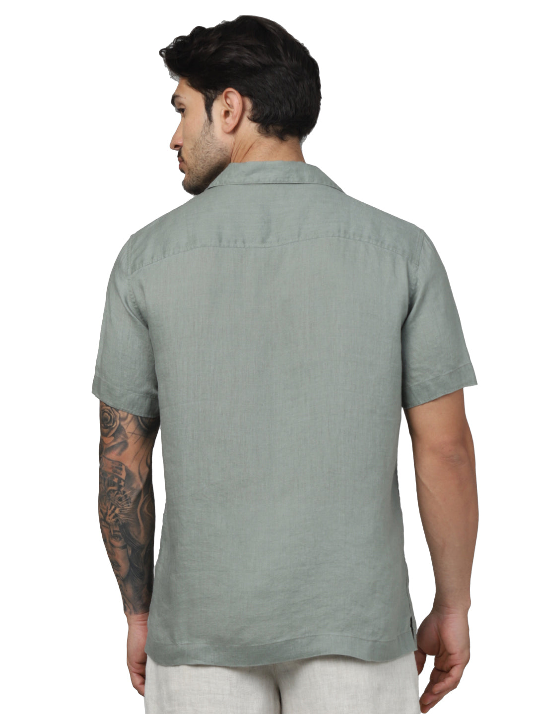 Olive Solid Linen Shirt