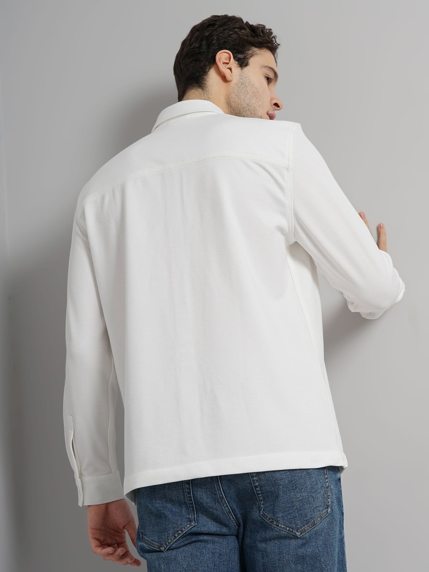 White Solid Polyester Shirt