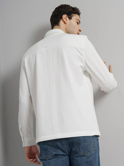 White Solid Polyester Shirt