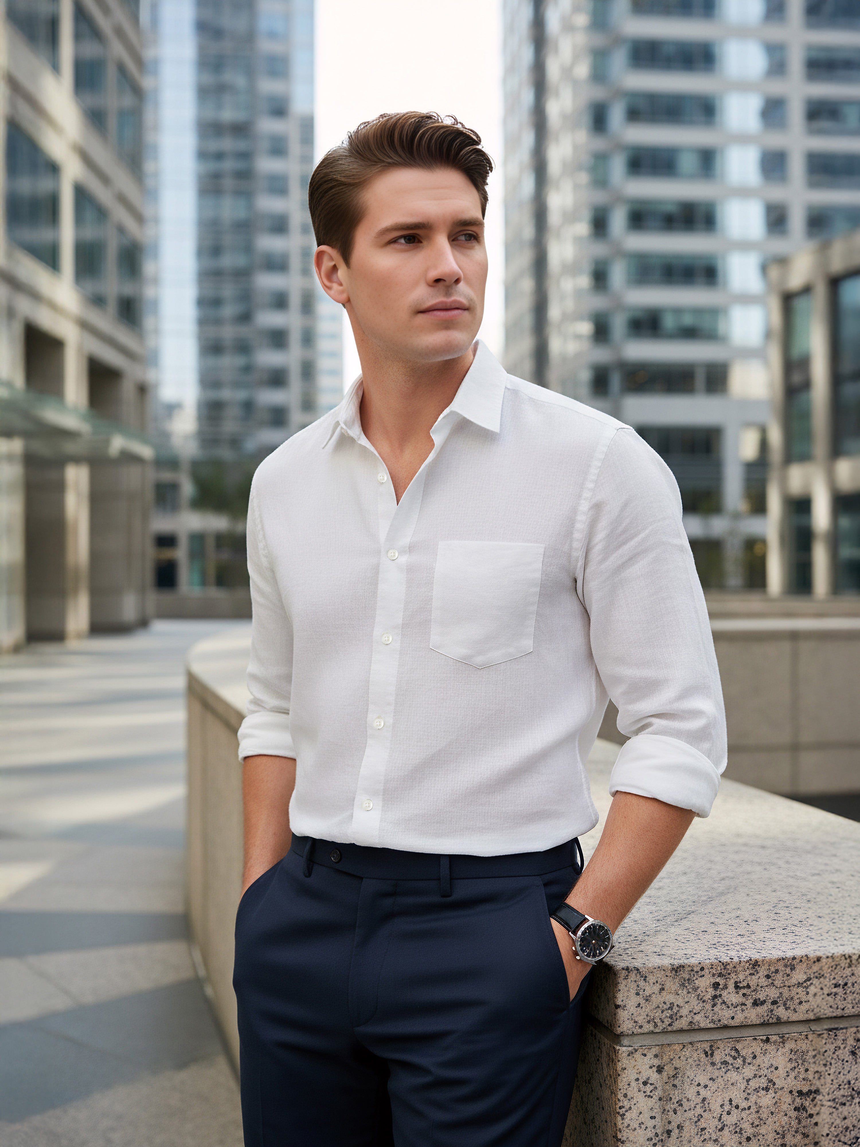 Celio* Men White Solid Regular Fit Linen Shirts